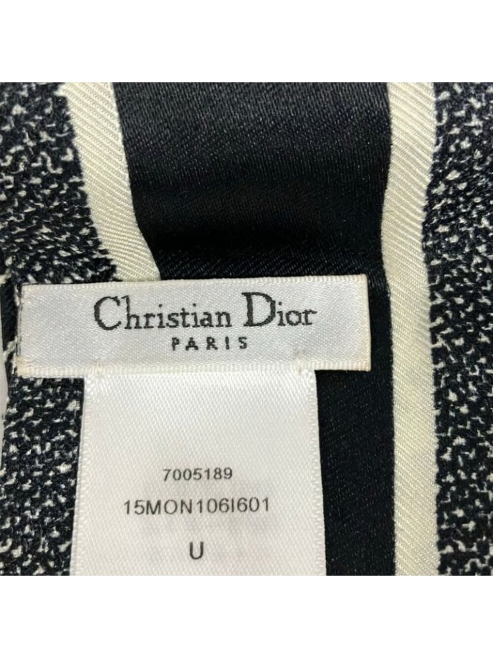 ★SOLD★ Dior Scarf Mitzah Black White Houndstooth Pattern Ribbon - Picture 2 of 5